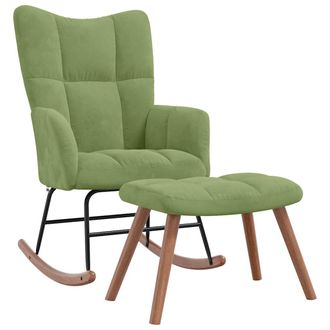 vidaXL Vidaxl - Silla Mecedora Con Reposapi&eacute;s Terciopelo Verde Claro
