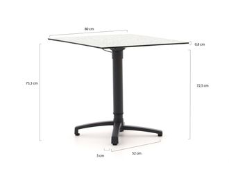 Bellagio la vita attrattiva Bellagio Canzo klaptafel 80x80x73/109cm verstelbaar