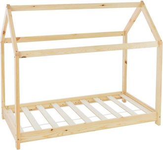 ML Design Ml-design - Lettino per Bambini e Bambine Forma di Casa con Tetto e Rete a Doghe 70 x 140 cm Letto a Capanna Stile Montessori in Legno di Pino