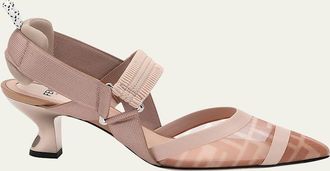 Fendi Colibri 55mm FF Mesh Slingback Pumps