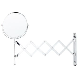 Beliani Beliani - Espejo De Maquillaje De Metal Vidrio Plateado 19 Cm Brazo Extensible