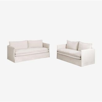 Sklum Sklum - Set soggiorno con divano a 2 posti e divani a 3 posti in lino e cotone Grace