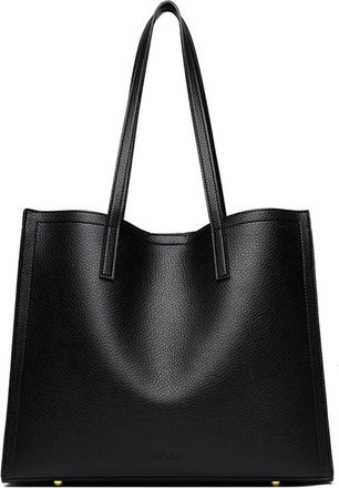 Generic Compatible For Minimalist Womens Shoulder Bags New Solid Color Brand Handbags Retro Large Capacity Pu Leather Tote(Black)