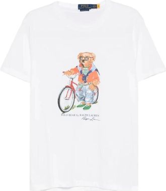 Polo Ralph Lauren Tops, Heren, Wit, M, Katoen, Katoenen T-shirt met grafische print