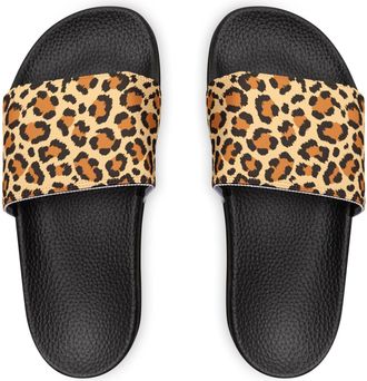 Generic Leopard Print Sandals, Cheetah Pattern Footwear, Summer Animal Print Shoes, Trendy Leopard Design Flats, Stylish, Black, 5.5 UK