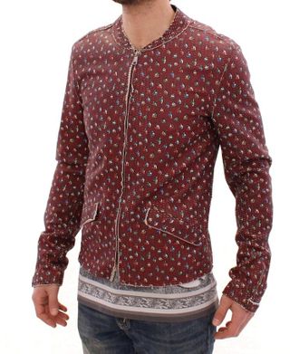 Dolce & Gabbana Mens Bordeaux Leather Boxer Print Jacket Coat Lambskin Clothing