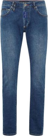 Philipp Plein Slim Fit Stone Washed Jeans - Heren - Slim Fit Jeans - Blauw - W33 - Jeans