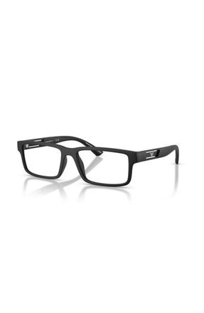 Emporio Armani 55mm Rectangle optical glasses in Solid Black at Nordstrom