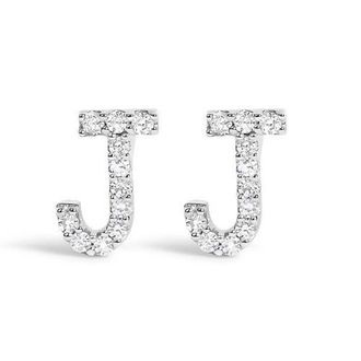 House of Brilliance 10K Gold 1/10 Cttw Diamond Initial A to Z Stud Earring in White Gold | J at Nordstrom