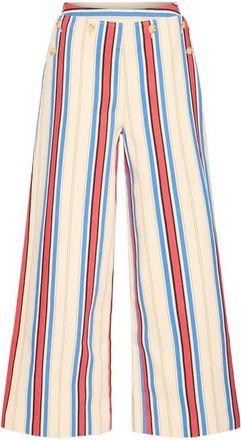 Ichi Iherina Pleated Stripe High Waist Pants in Blue And Red Stripe at Nordstrom, Size 10 Us