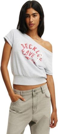 Cotton On Womens Short Sleeve Off Shoulder Sweatshirt in Soft Grey Marle Beckley at Nordstrom, Size Xxx-Small