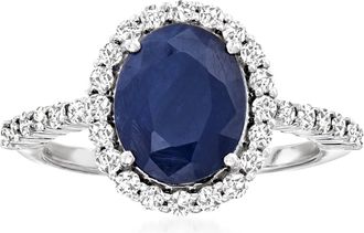 Ross-Simons Sapphire and. Diamond Ring in 14kt White Gold