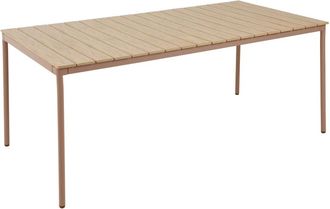 Oviala Mesa de jard&iacute;n de 180 x 90 cm de metal y polywood color moka