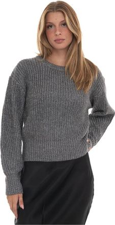 Liu Jo Rondgebreide Pullover - Dames - Ronde hals truien - Grijs - M - Wol - Truien & Vesten