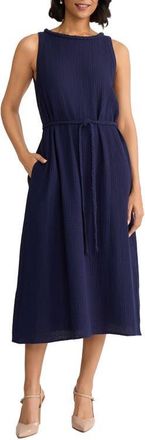Jones New York Belted Sleevless Midi Dress in Pacific Navy at Nordstrom, Size X-Large