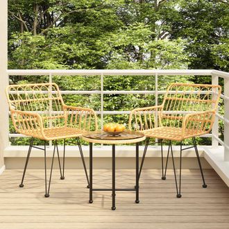 vidaXL Juego De Comedor De Jard&iacute;n 3 Piezas Rat&aacute;n Sint&eacute;tico Vidaxl