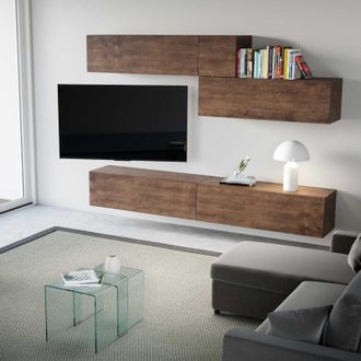 Decorspace Decor Space - Parete Attrezzata Per Soggiorno Porta Tv Con Ripiani Per Arredamento Camere Ed Interni 268 Cm