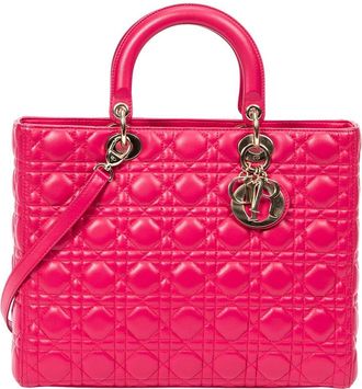 Dior Pink Cannage Lambskin Leather Large Lady Dior Zip, Never Carried (Authentic Pre-Loved)