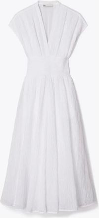 Tory Burch Linen V-Neck Dress - female - Tory Burch - Summer Dresses - White - L - Dresses