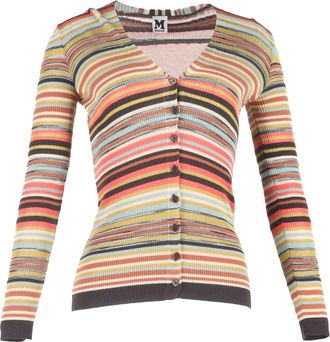 M Missoni V-neck Buttoned Cardigan in Multicolor Cotton