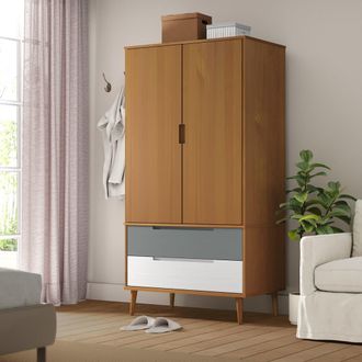 vidaXL Armario Molde Madera Maciza De Pino Marr&oacute;n 90x55x175 Cm Vidaxl