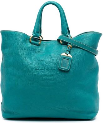 Prada Pre-owned Prada Vitello Daino Canapa Logo Open Convertible Tote 113MXOBWDSGM37N1