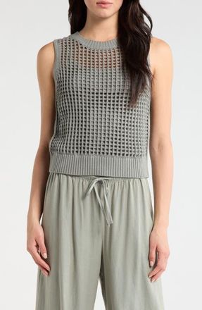 Splendid Camellia Open Knit Sleeveless Sweater in Eucalyptus Green at Nordstrom, Size X-Small