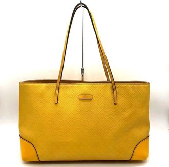 Gucci Diamante Yellow Leather Shoulder Bag Tote Bag (Pre-Owned)