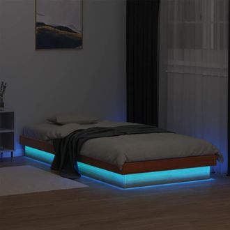 Berkfield Home LED Bed Frame without Mattress Wax Brown 100x200 cm Solid Wood