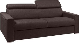 Vente-Unique Sof&aacute; cama de 4 plazas de tela de apertura r&aacute;pida VIZIR - Marr&oacute;n - Somier de l&aacute;minas de 160 cm - Colch&oacute;n de 18 cm