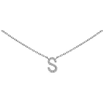 House of Brilliance 10K White Gold Diamond Accent A-Z Block Initial Pendant Necklace in White Gold | S at Nordstrom