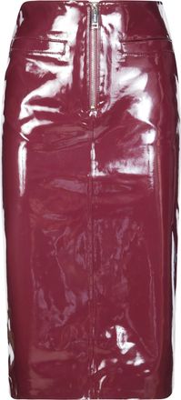 Self Portrait Deep Purple Faux Leather High-Waisted Midi Skirt