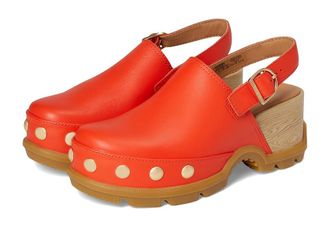 Sorel Roamn Clog Rvt Womens Shoes Crimson Fire/Gum 16 : 10.5 B - Medium, Leather