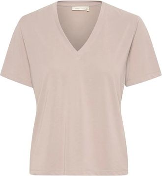 Inwear Klei V-Hals Top Korte Mouw - Dames - T-shirts - Bruin - S - Katoen - Tops