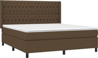 vidaXL Vidaxl - Cama Box Spring Colch&oacute;n Luces Led Tela Marr&oacute;n Oscuro 180x200cm