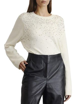 Tanya Taylor Lexia Embellished Alpaca-Blend Sweater