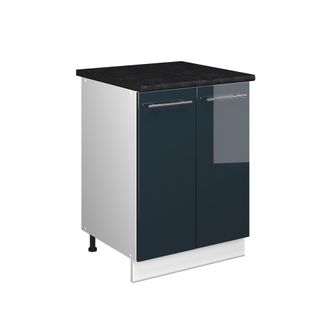 Vicco Mueble Bajo Para Fregadero Fame-line, Azul Oscuro Alto Brillo/blanco, 60 Cm, Vicco