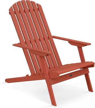 Oviala Sill&oacute;n reclinable plegable de madera de eucalipto terracota