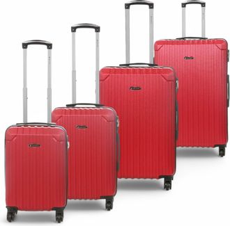 Infinity Leather Harde kofferset met rode ABS-kunststof behuizing en 8 wielen