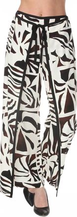 Joseph Ribkoff Tropical High-Waist Wide-Leg Pants In Beige/multi