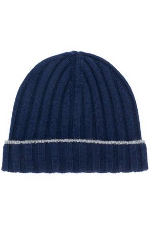 Brunello Cucinelli CASHMERE BEANIE Size: L, colour: BLUE