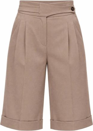 Dolce & Gabbana Lange Shorts - Dames - Korte Broeken - Beige - S - Wol - Korte Broeken