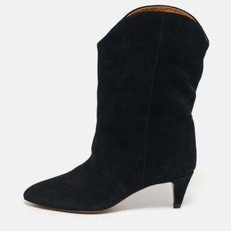 Isabel Marant Black Suede Dernee High Ankle Length Boots