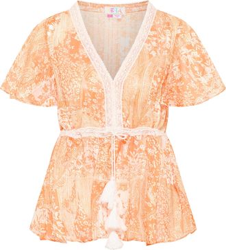 Izia Blouse Dames Oranje Wit
