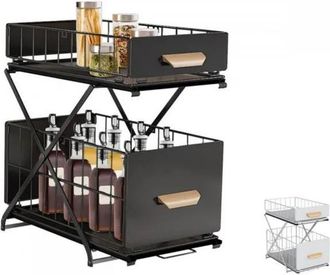 OEM Armario Doble Para Especias - Organizador De Cocina - Dise&ntilde;o Plegable Y Deslizante, No Requiere Instalaci&oacute;n - Negro