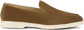Doucal's Brown Suede-Like Texture Calf Leather Loafers