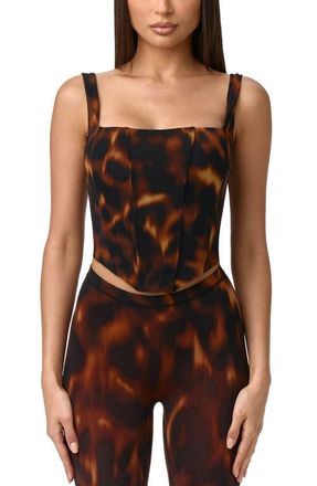 Naked Wardrobe Bare Body Tortoiseshell Print Corset Top at Nordstrom, Size X-Small