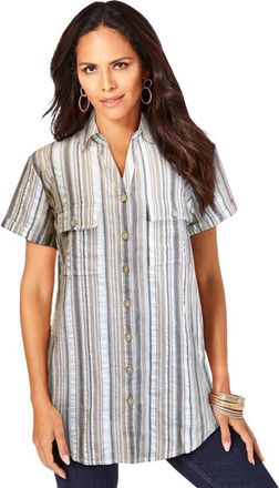 Roaman's Seersucker Shirt in Natural Seersucker Stripe at Nordstrom, Size 42