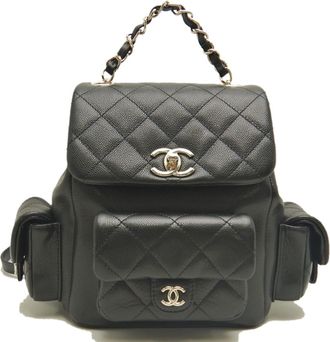 Chanel Black Grained Calfskin Backpack (Pre-Owned)