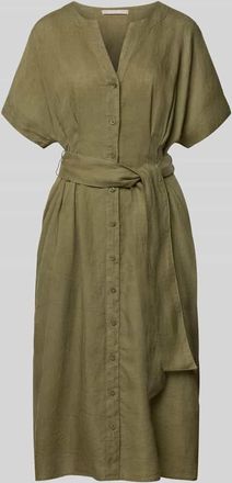 Christian Berg Midikleid aus reinen Leinen mit Tunika-Ausschnitt Modell Soli in Gruen, Gr&ouml;&szlig;e 38